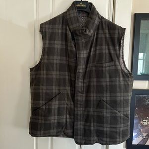 Isaia Reversible Flannel Wool-Cashmere and Printed Insulated Puffer Vest XL Eu54